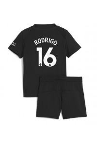 Manchester City Rodri Hernandez #16 Jalkapallovaatteet Lasten Vieraspeliasu 2025-26 Lyhythihainen (+ Lyhyet housut)